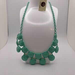 Stony Green Bib Statement Necklace Chunky Bold Bubble Look